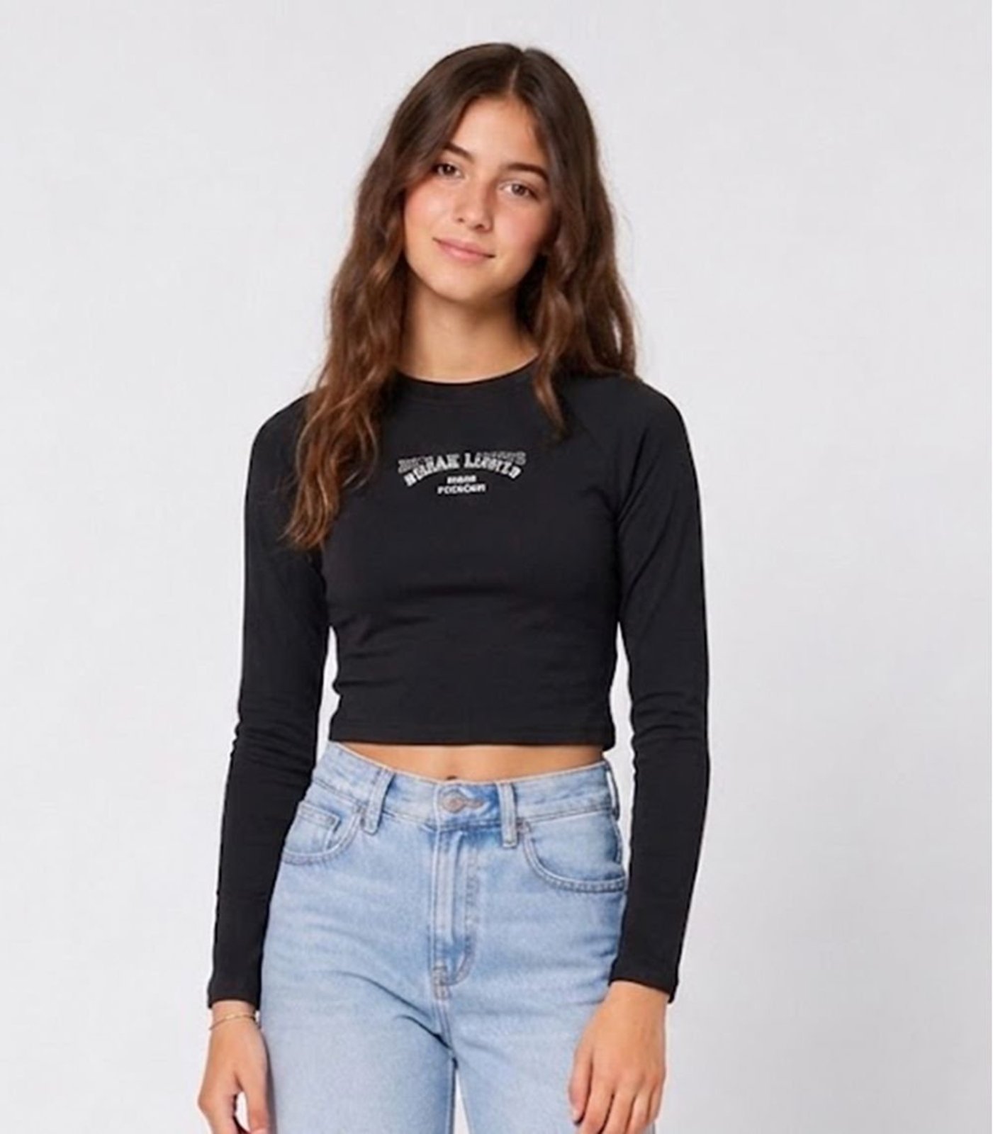 Infantil - Blusa Juvenil Manga Longa Cotton Com Estampa Minty Preto