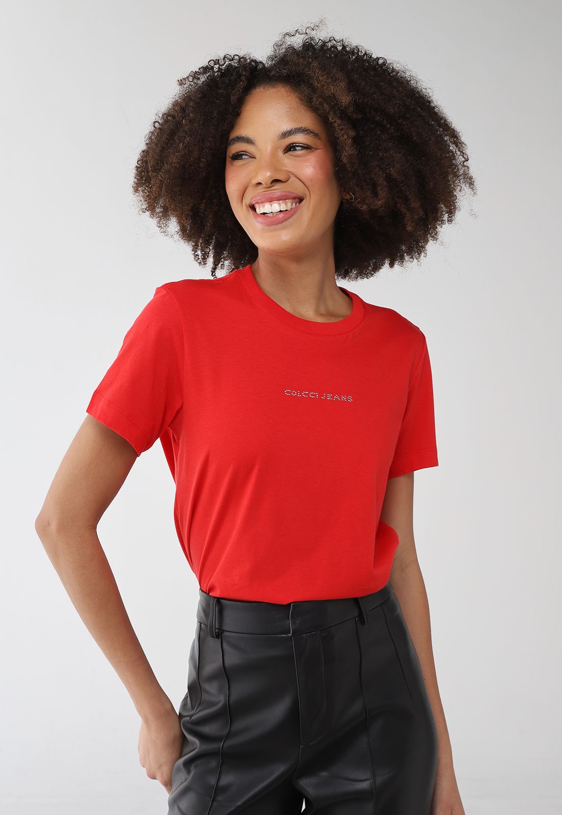 Camiseta Colcci Jeans Logo Vermelha