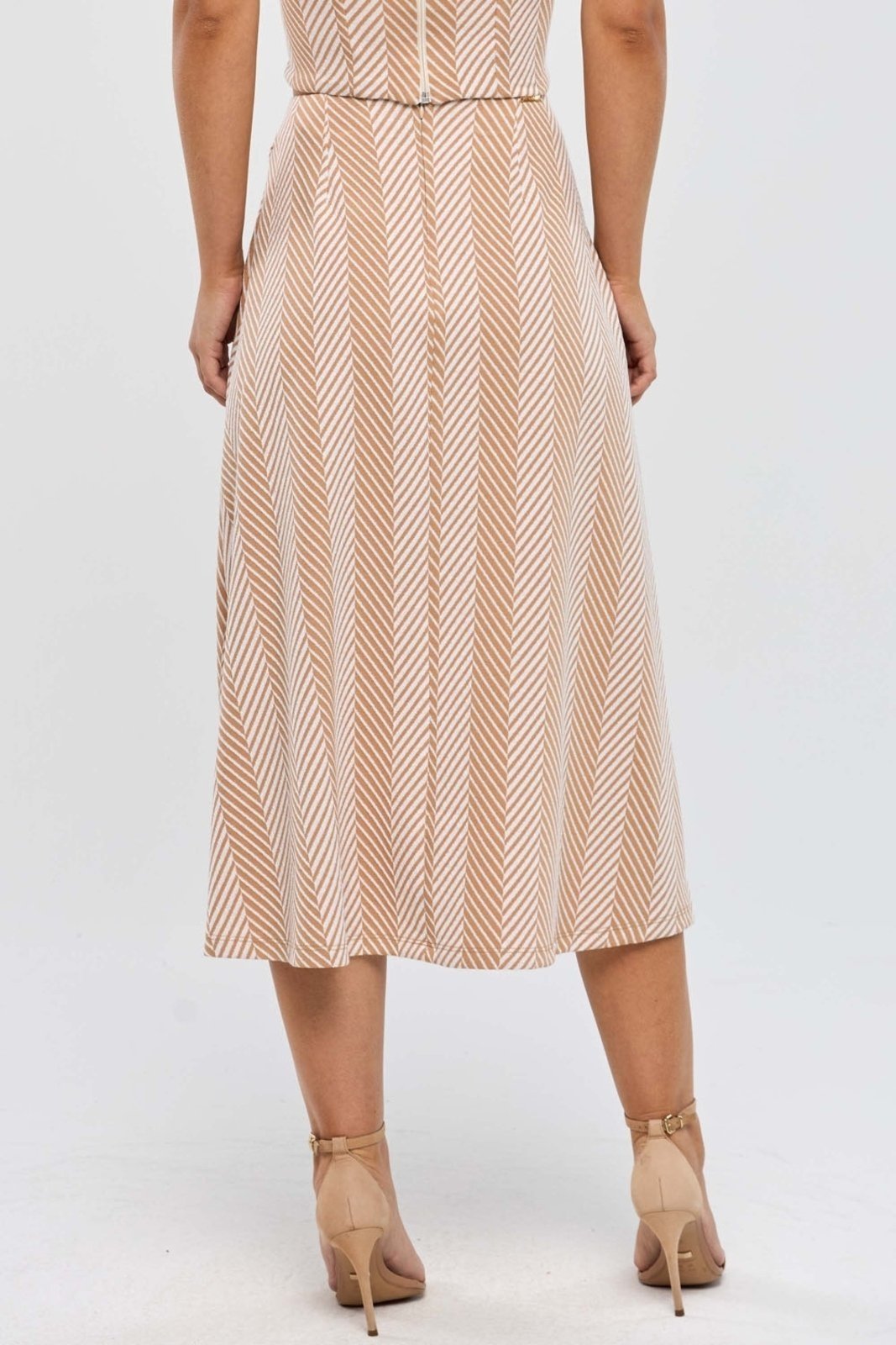 Saia Midi PKS Jacquard Listras Bege