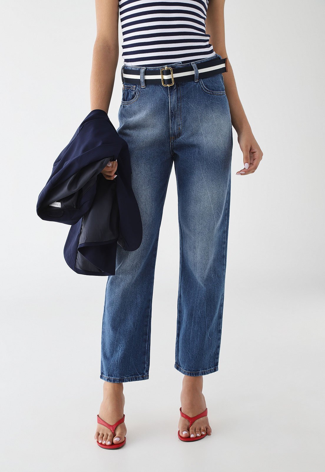 Calça Jeans Feminina Forum Reta Azul Médio