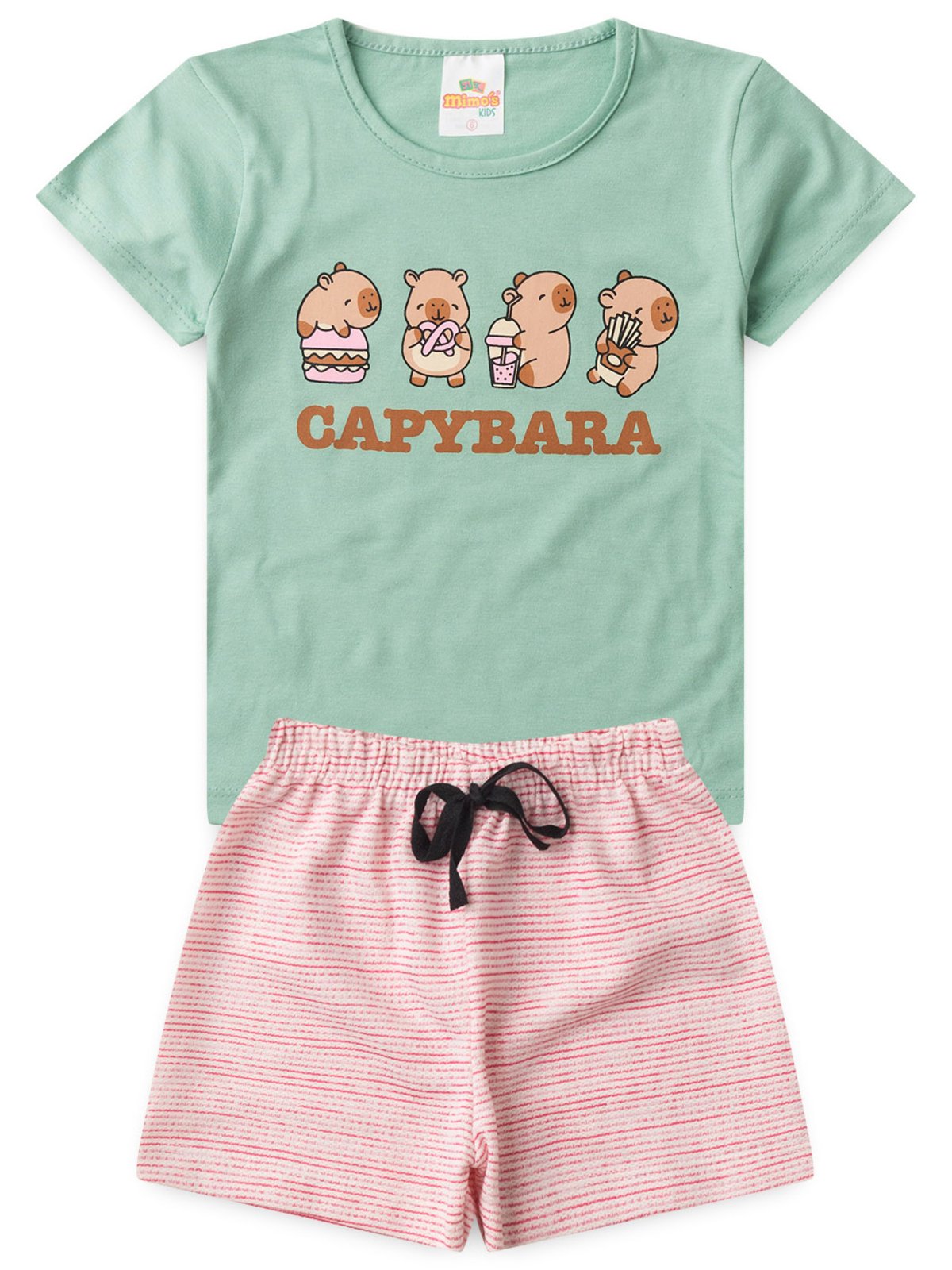 Infantil - Conjunto feminino Silk Capybara Tam 2 ao 14 anos Verde