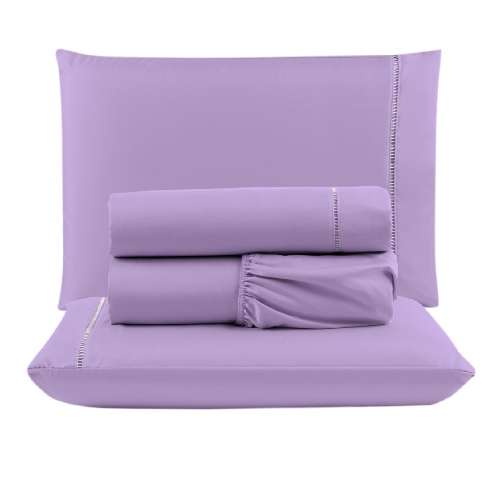 Jogo Cama Lençol Casa Scarpa Unique Casal Padrão Micro Percal 400 Fios Ponto Palito 4 Peças - Lilás