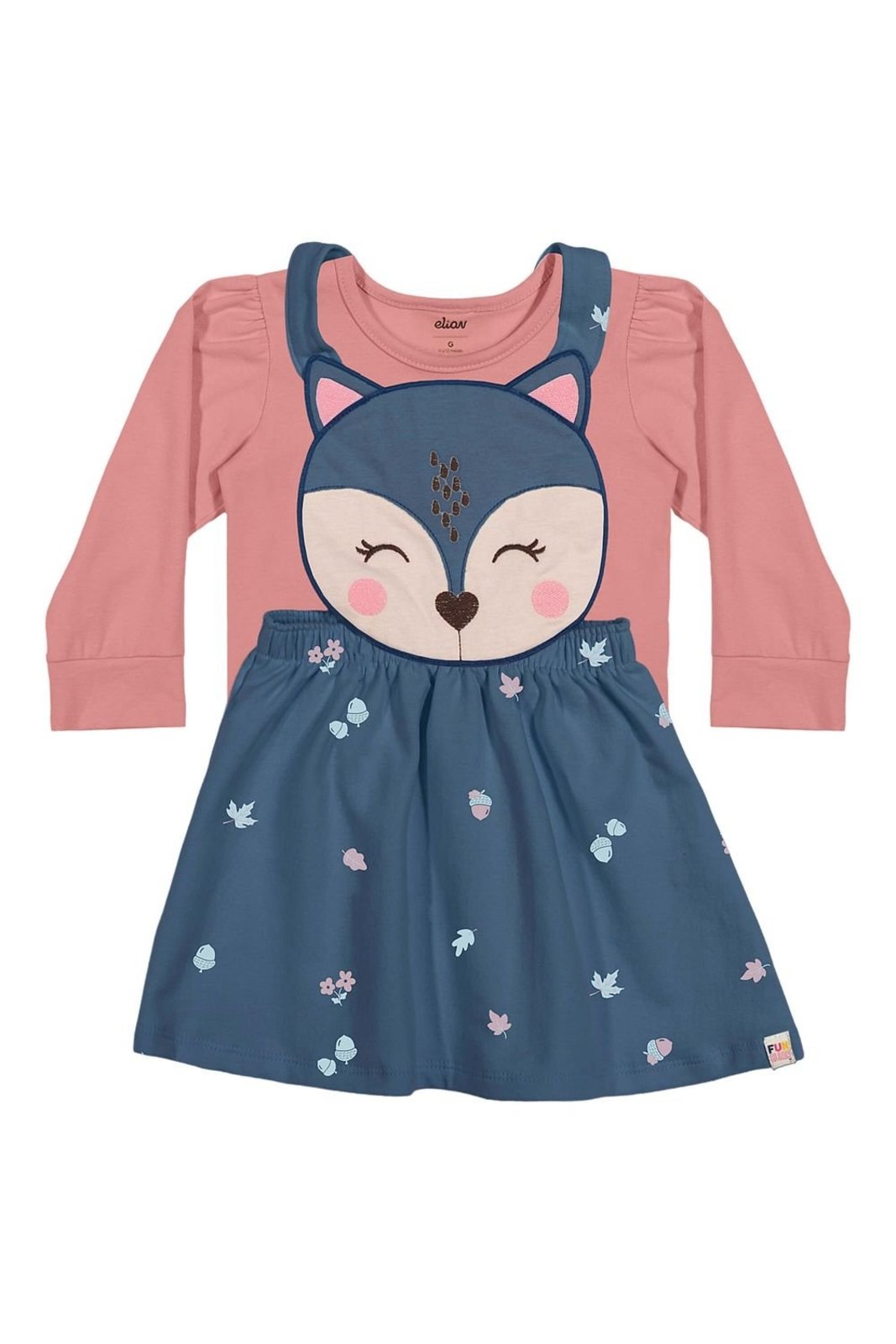 Infantil - Conjunto Menina Vestido e Blusa Raposa Elian Azul