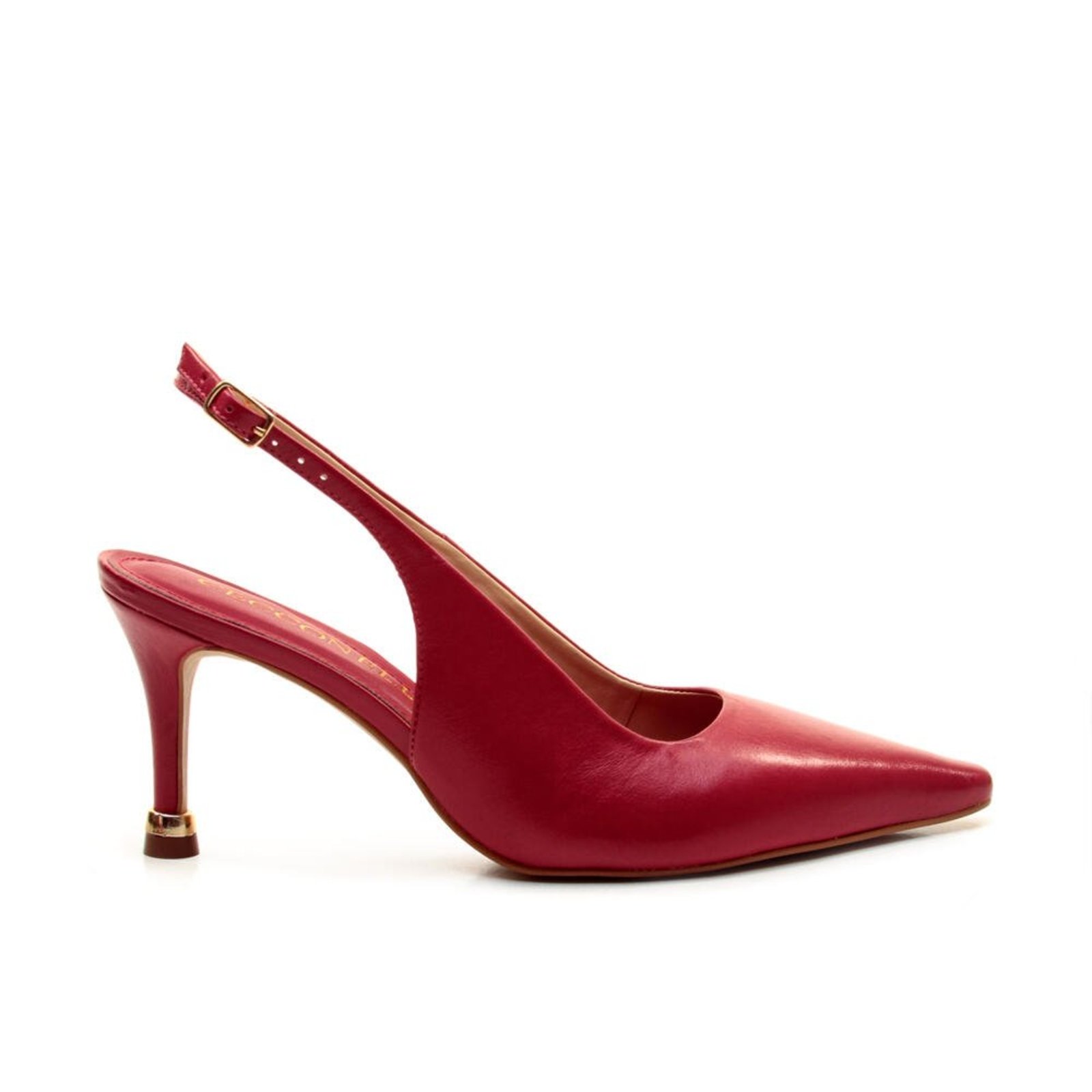 Slingback Couro Vermelho Salto Médio Cecconello 2937001-10