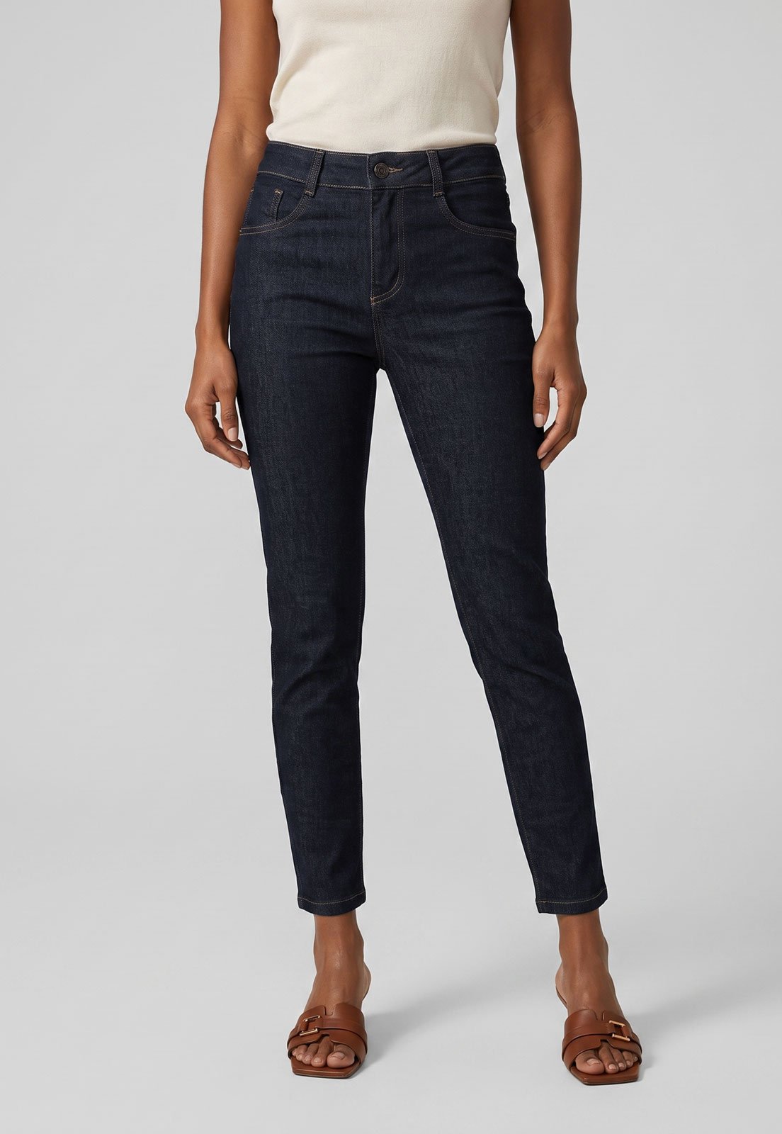 Calça Jeans Feminina Sawary Cigarrete Azul