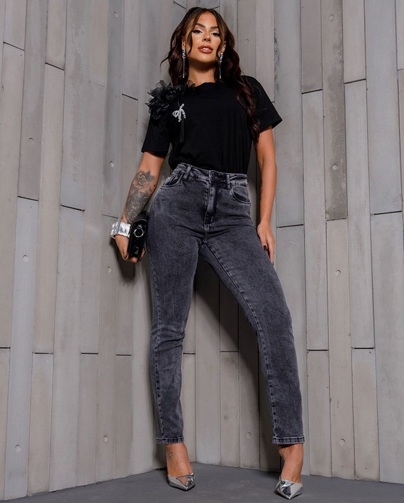 Calça Jeans Reta Feminina Cintura Alta com Elastano 24000 Vintage Consciência