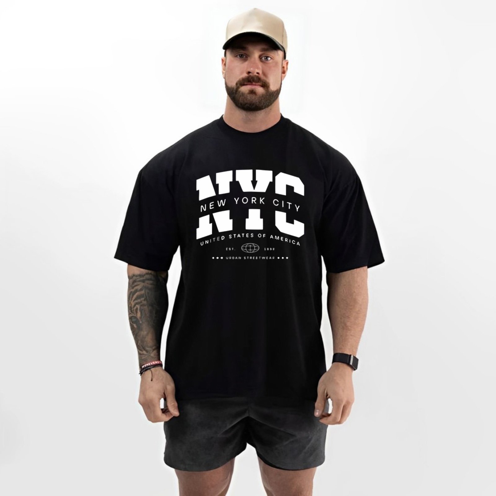 Camiseta Oversized Over Masculina Algodão Academia Preto