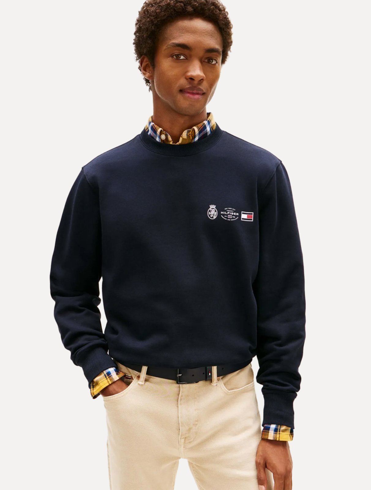 Moletom Tommy Hilfiger Masculino Treble Logos Azul Marinho