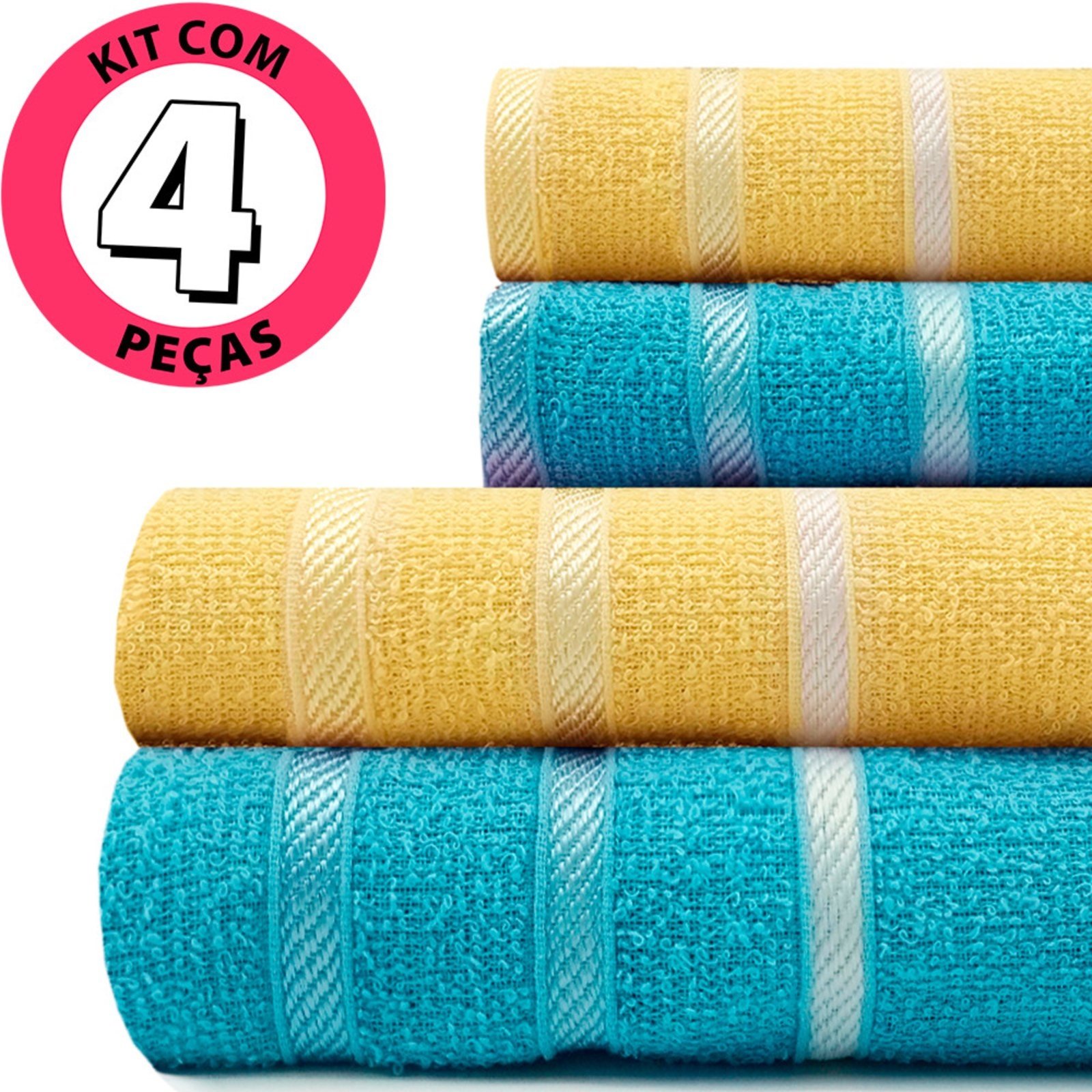 Vista 3 Toalhas 4 Peças Banho + Rosto Marcotex 100 Algodão Pop - Emcompre BF Colchoes azul BF Colchoes azul