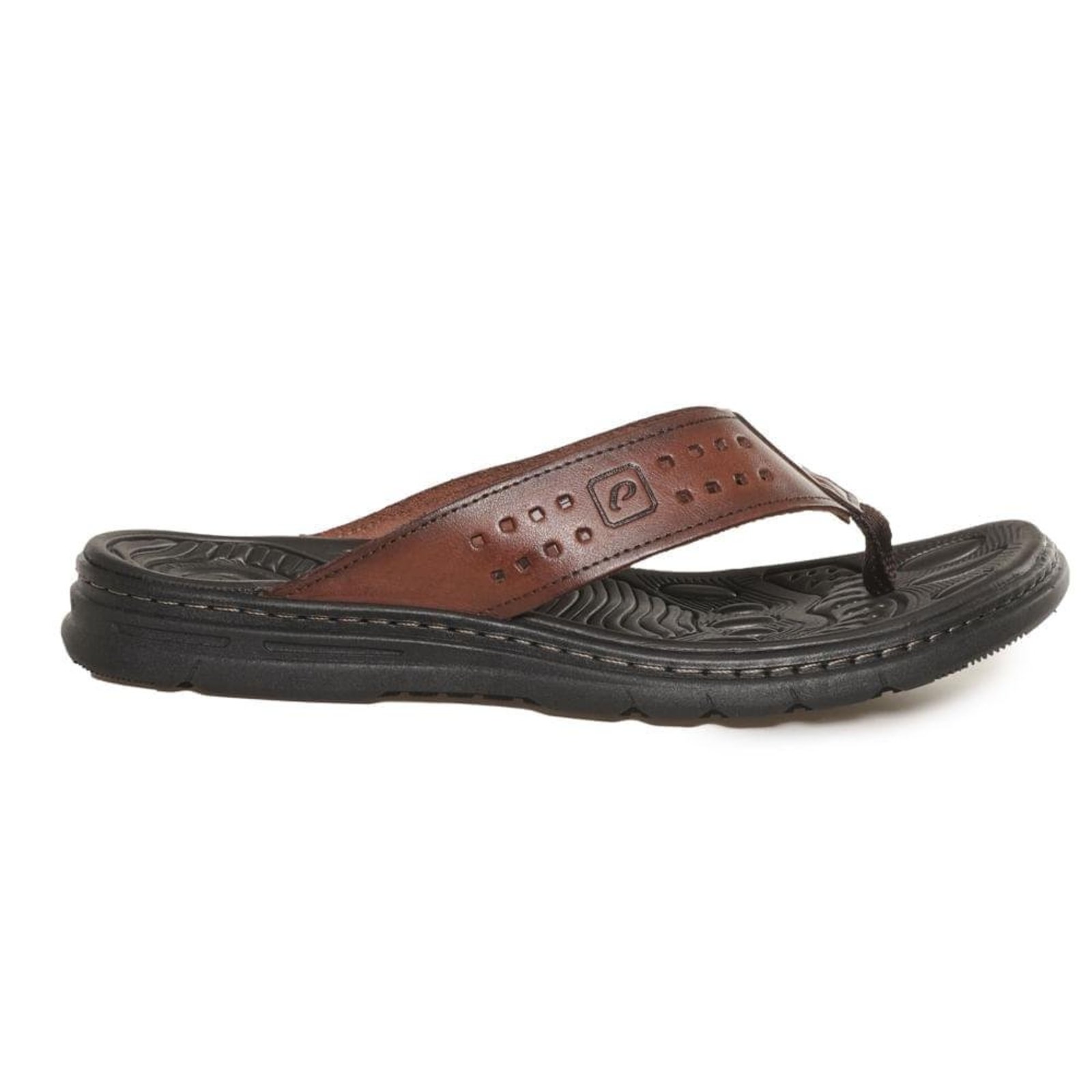 Chinelo Pegada Comfort Couro Masculino Marrom