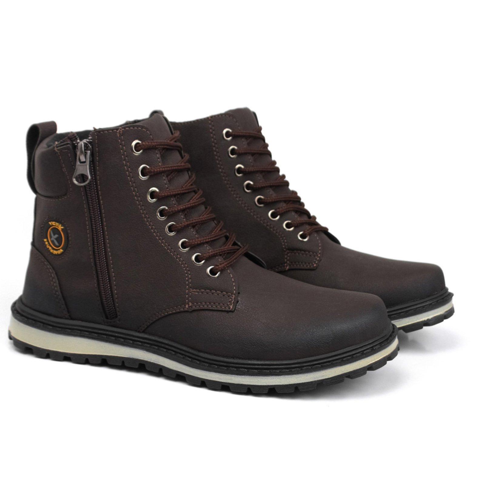 Vista 3 Bota Masculina Sapatofran Adventure Coturno Cano Médio Conforto marrom Sapatofran marrom