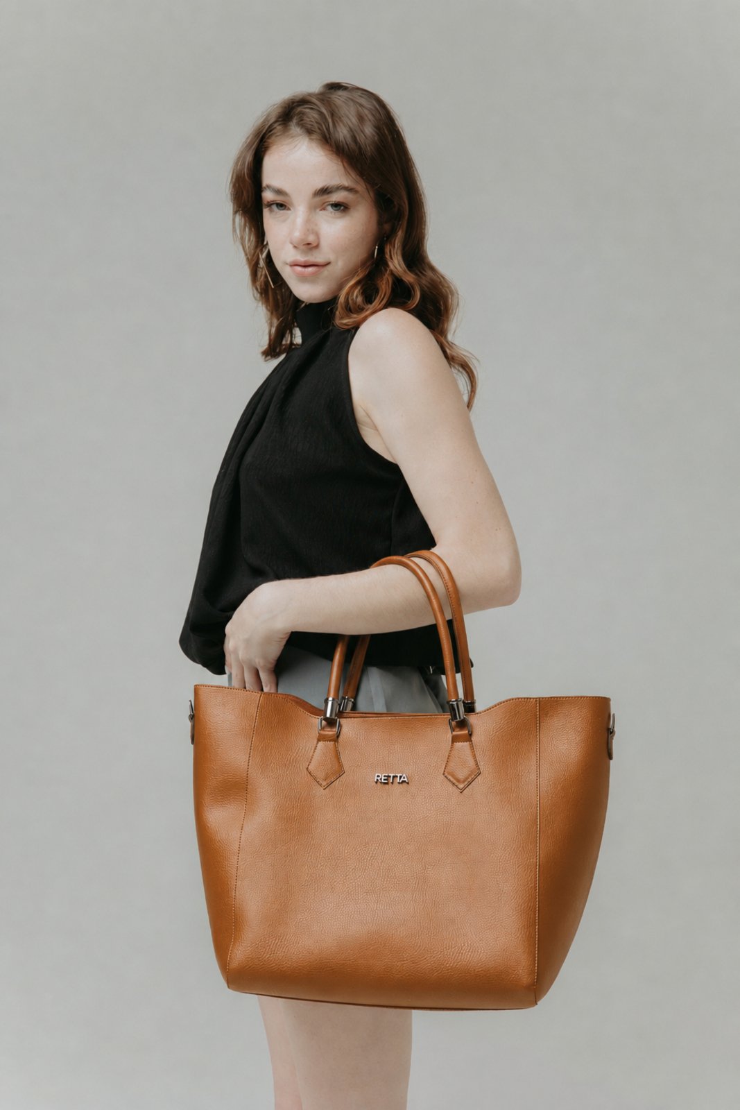 Bolsa Sacola Transversal e Necessarie Retta Caramelo