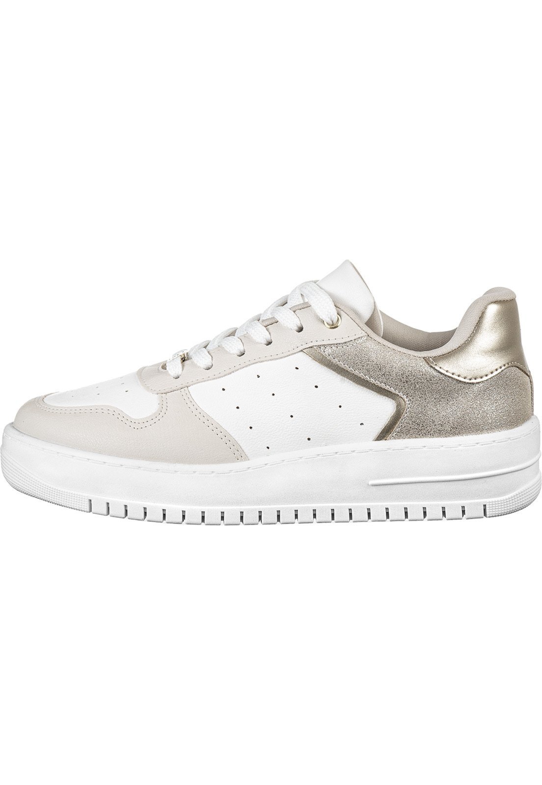 Vista 3 Tenis Feminino Casual Retrô Recortes Original Gigil branco/prata Gigil branco/prata