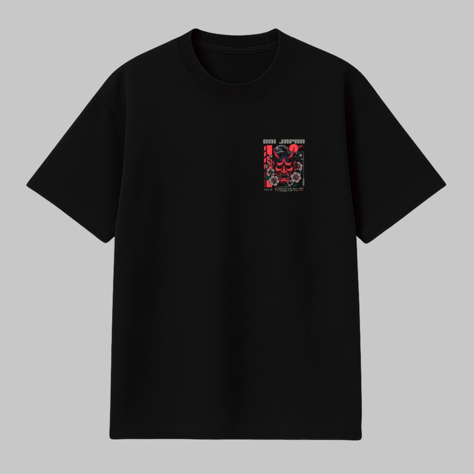 Camiseta Básica Oni Japan Máscara Samurai Oriental Unissex Preto
