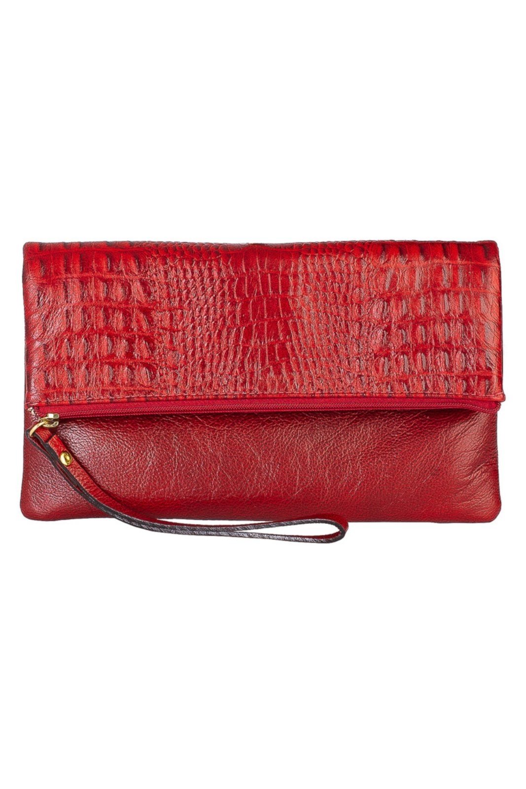 Vista 2 Clutch de couro croco Nikki Andrea Vinci preto Andrea Vinci preto