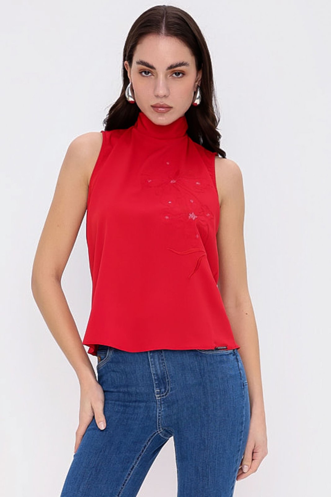 BLUSA FLOWER GLAM RED Gatabakana