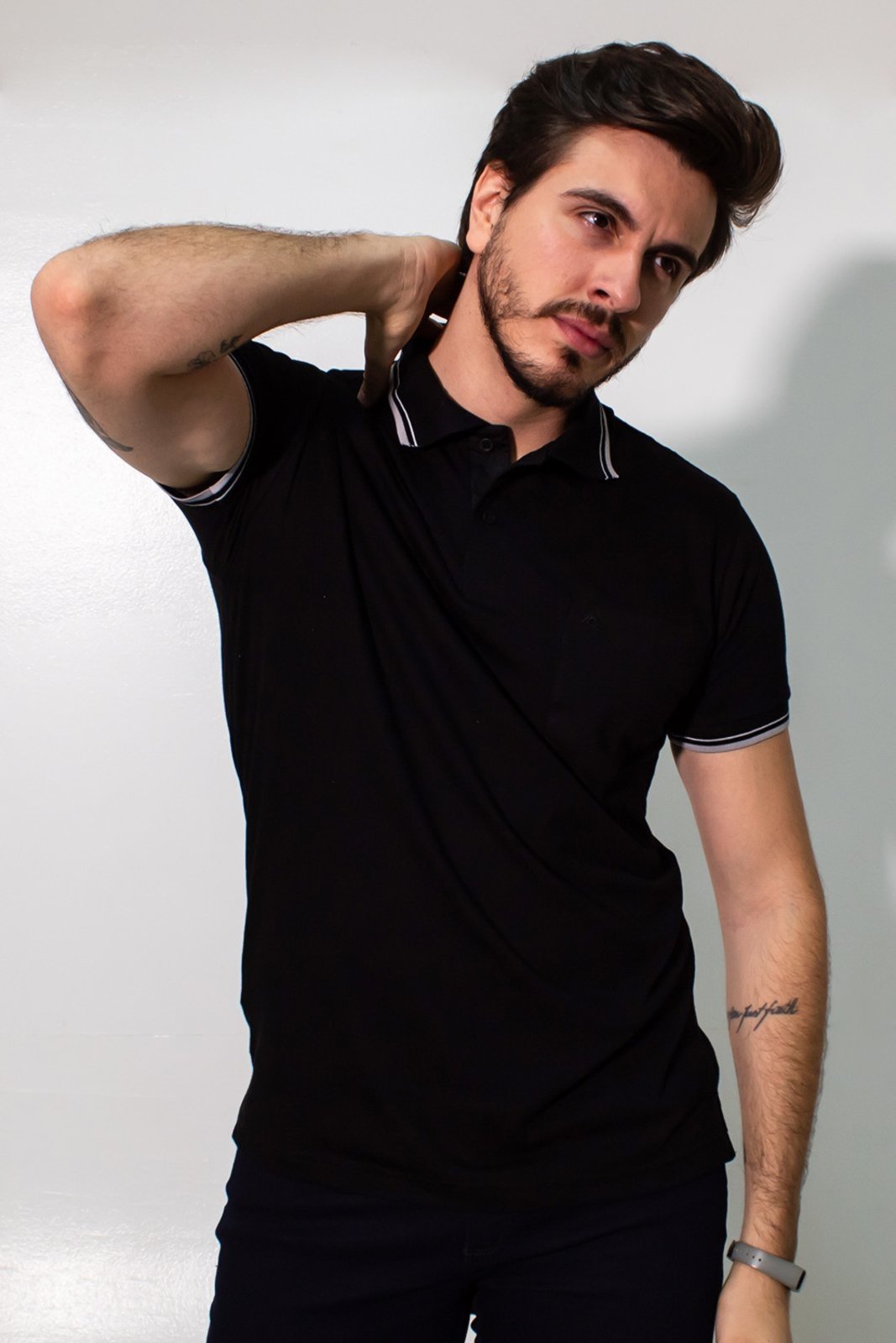 Camisa Polo Bolso Masculina Manga Punho Stretch Anticorpus