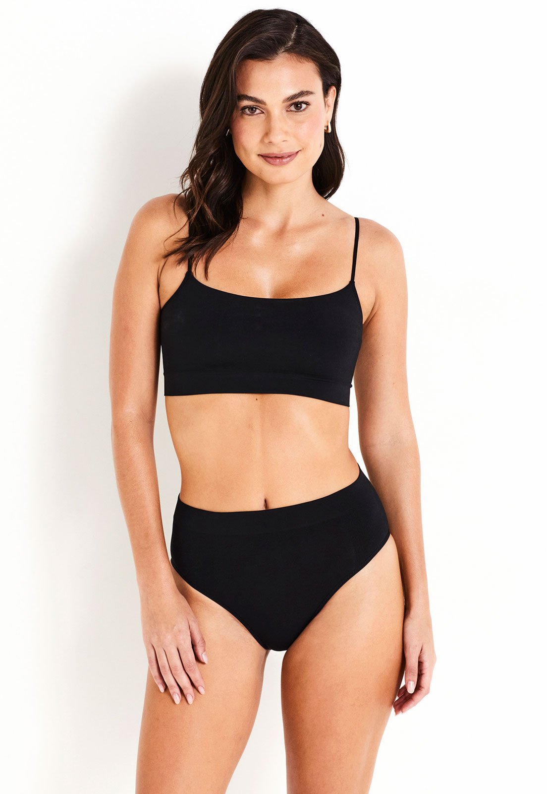 Vista 3 Calcinha Liz Cintura Alta Adaptive Skinbreez Preta preto Liz preto