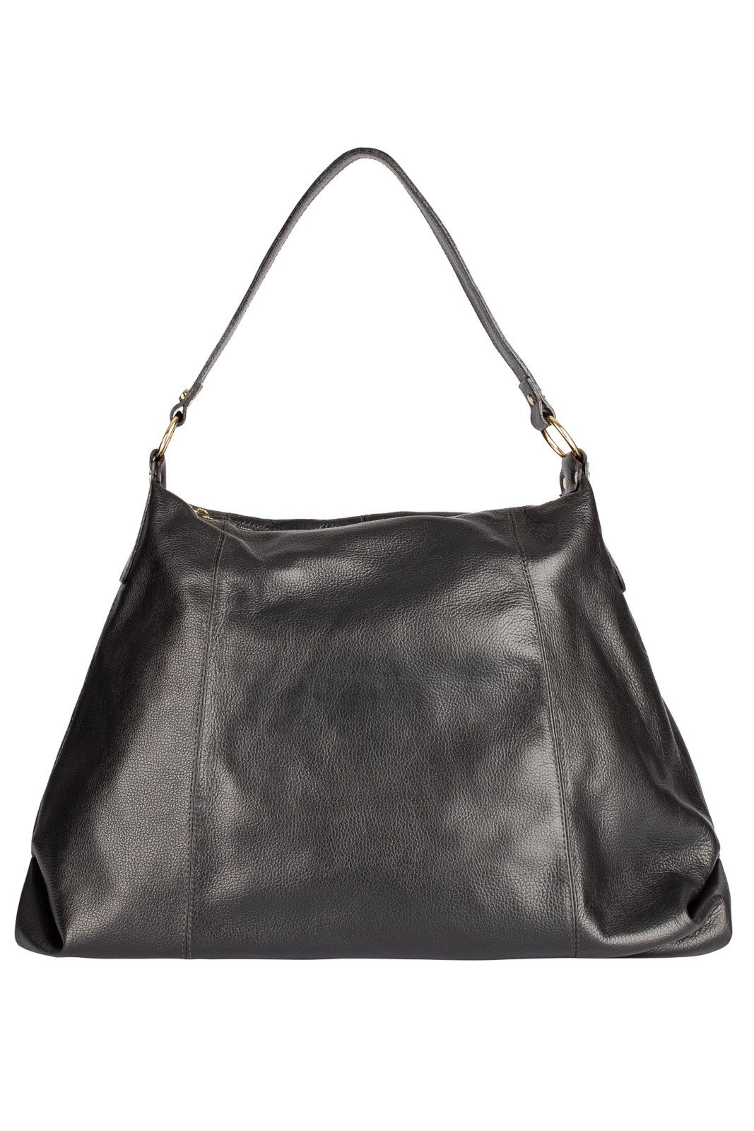 Bolsa saco grande de couro liso Cris - Preta