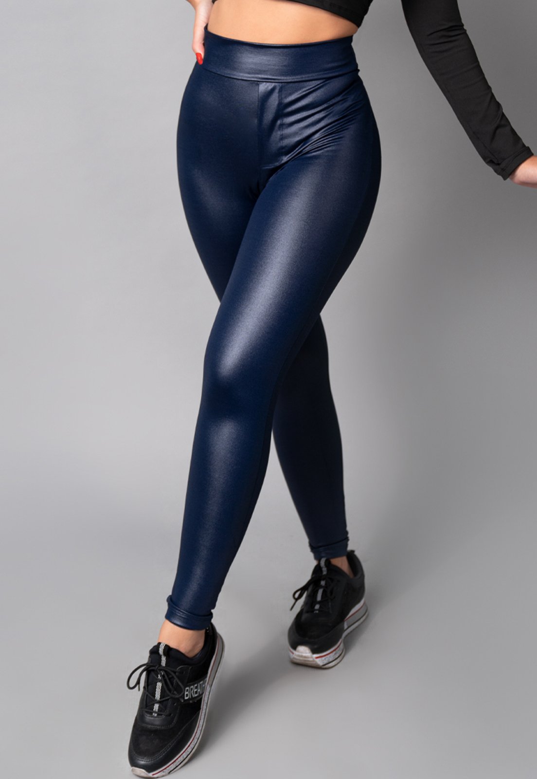 Calça Legging MVB Modas Cirrê Cintura Alta Feminina Azul