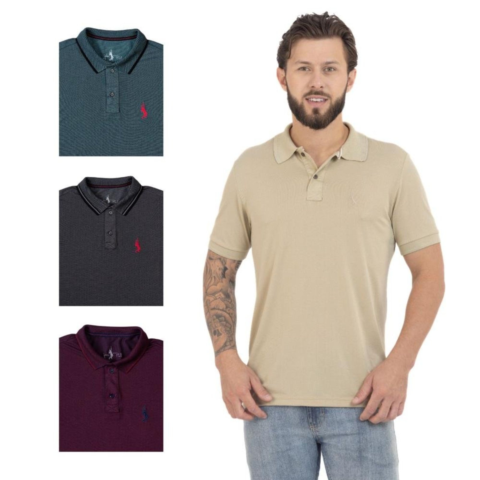 Kit 4 Camisa Polo Lisa Casual Elegante Ocasiões