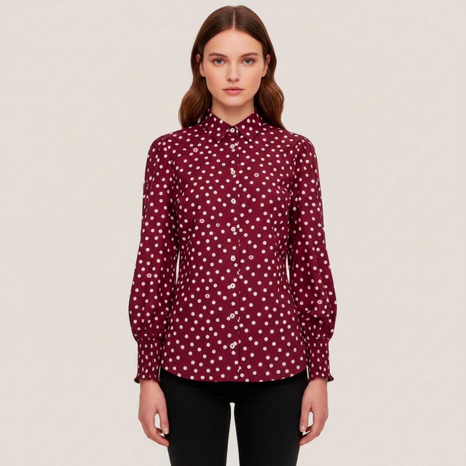 Vista 2 Camisa Dudalina Slim Ou26 Feminino bordô Dudalina bordô