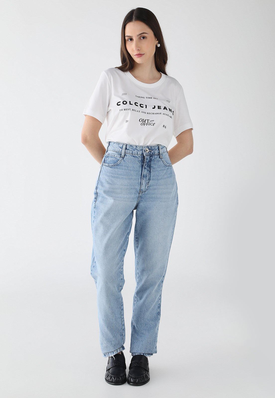 Vista 3 Camiseta Feminina Colcci Jeans Estampa Lettering Branca branco Colcci Jeans branco