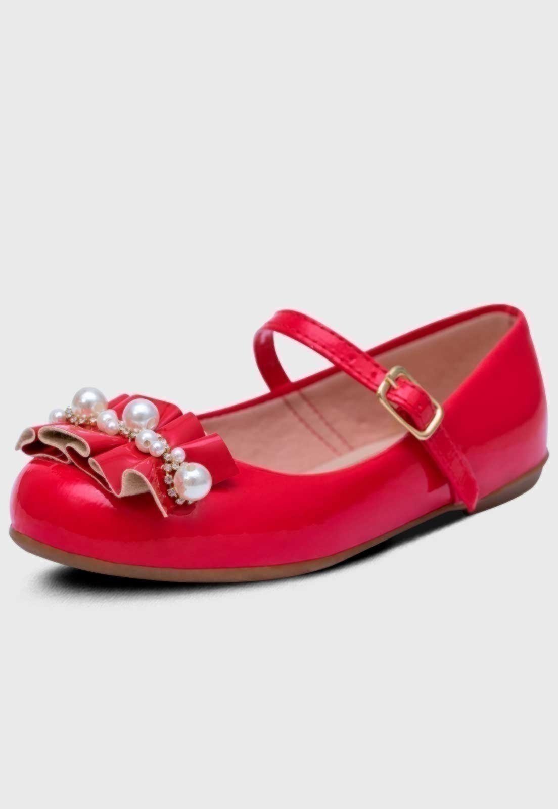Infantil - Sapatilha Popidi Feminina Perola Sanfonado Vermelho