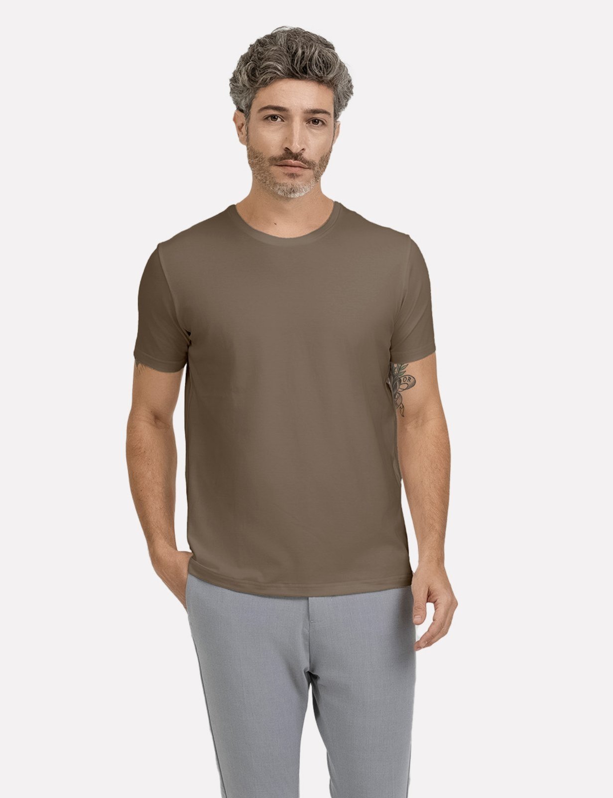 Camiseta K&J Black Masculina Regular Premium Flex Cáqui