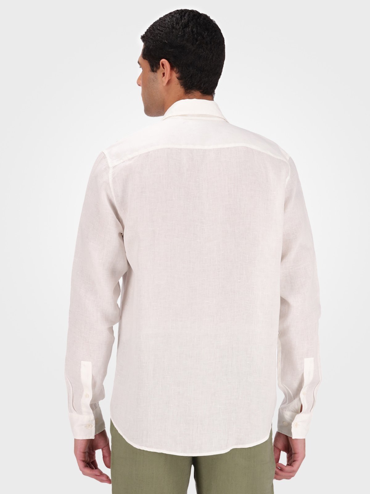 Camisa de Manga Longa Masculina em Linho Calvin Klein - Branco CKS Premium Label