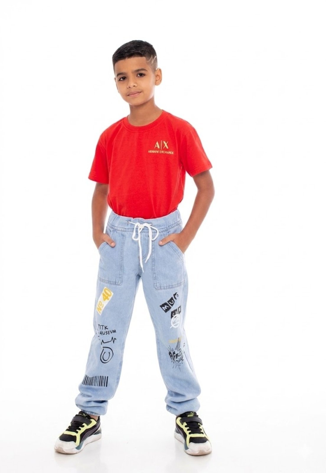Calça Jogger Estampada Azul Clara