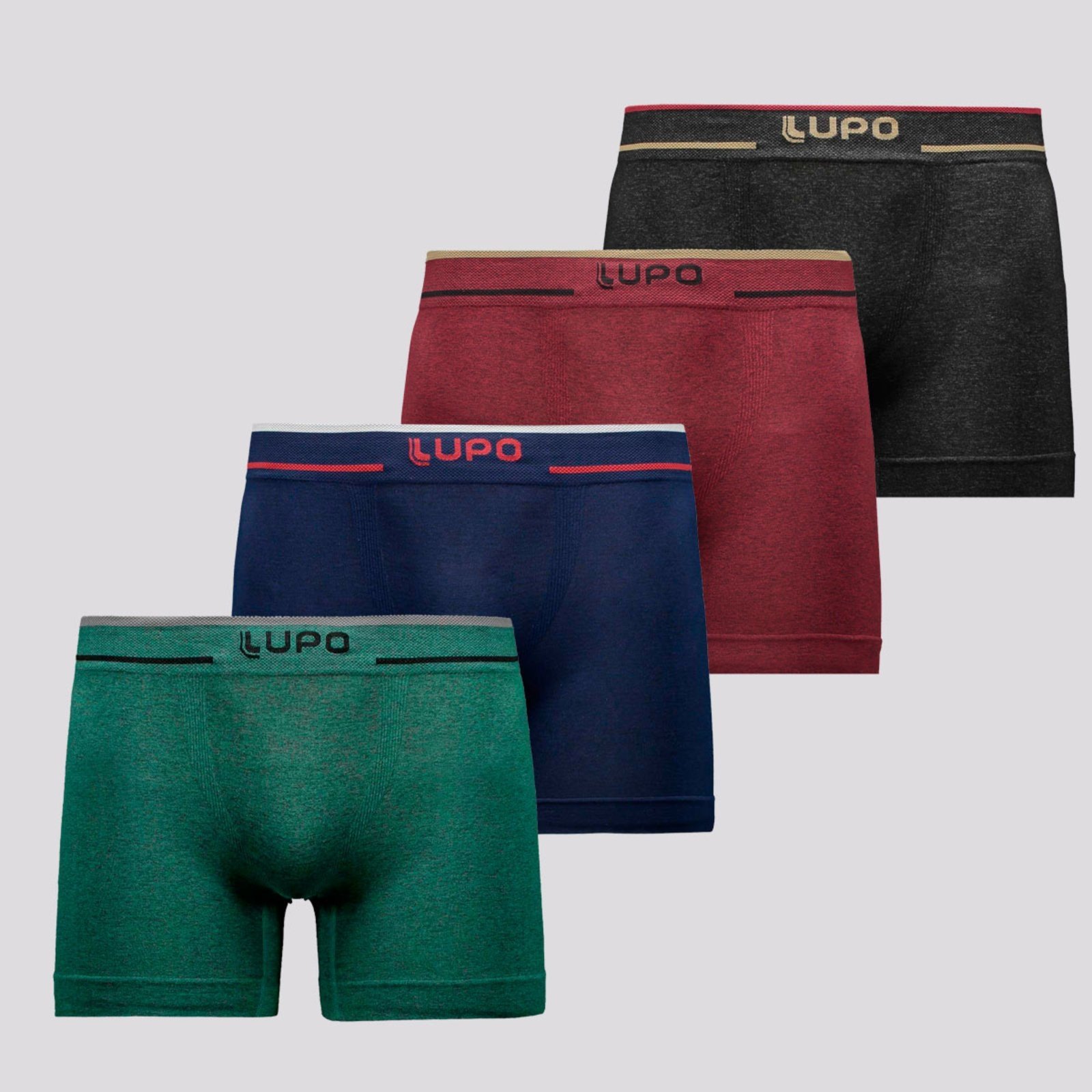 Kit de 4 Cuecas Boxer Lupo Microfibra Sem Costura Sortidas