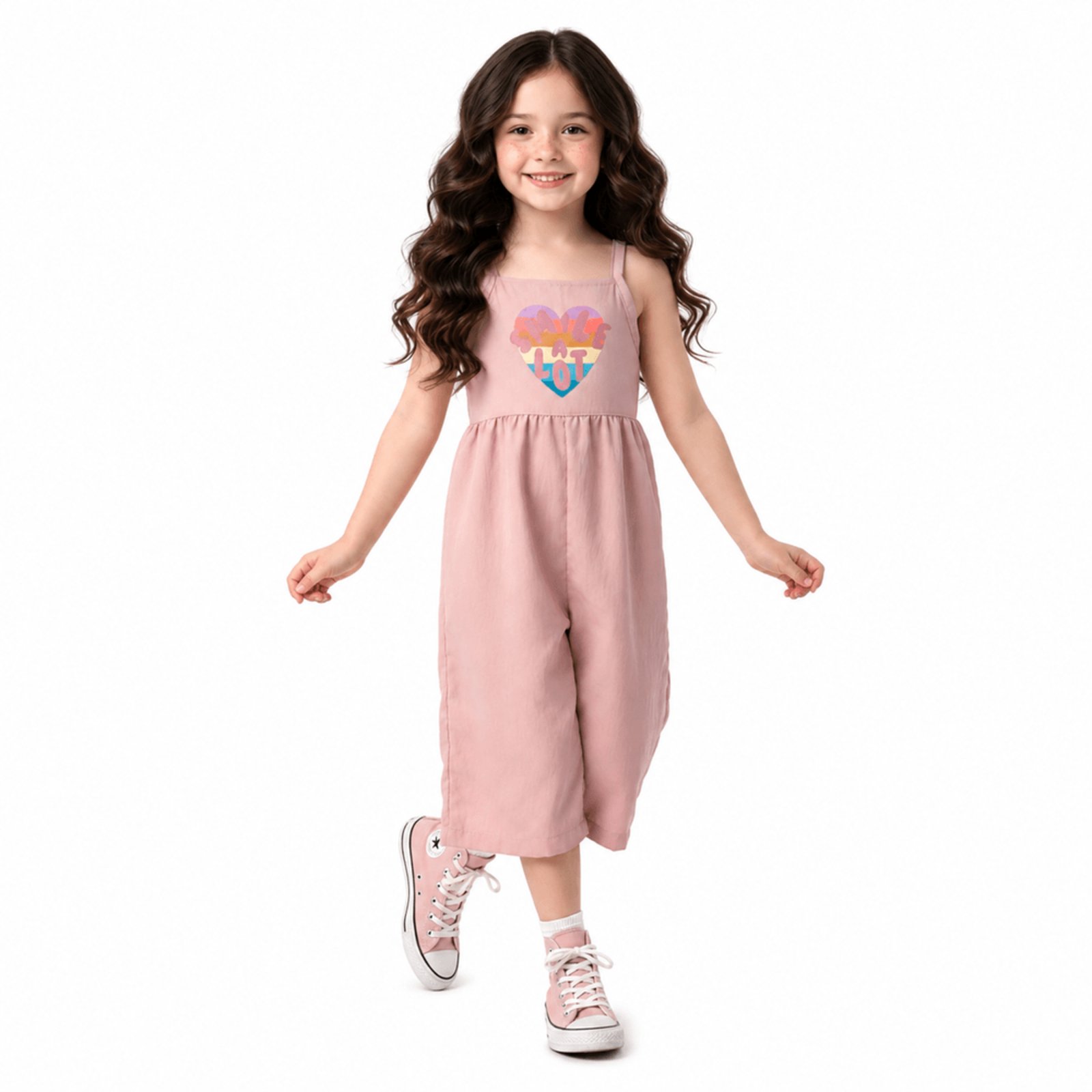 Infantil - Macacão Menina Rainbow Alphabeto Rosa Rosa