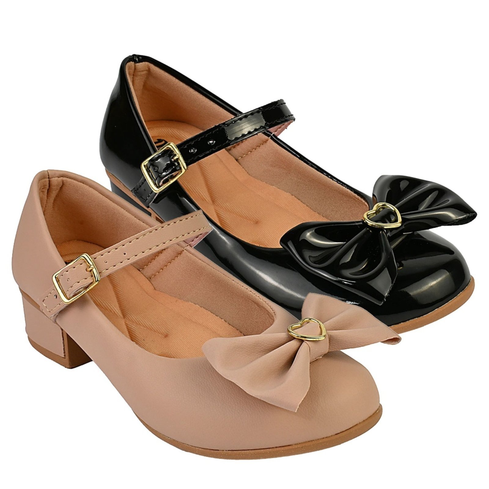 Infantil - Kit Com 2 Pares Sapatilha Feminina De Menina Boneca Do 28 Ao 36 101 - NUDE FOSCO E PRETO 500