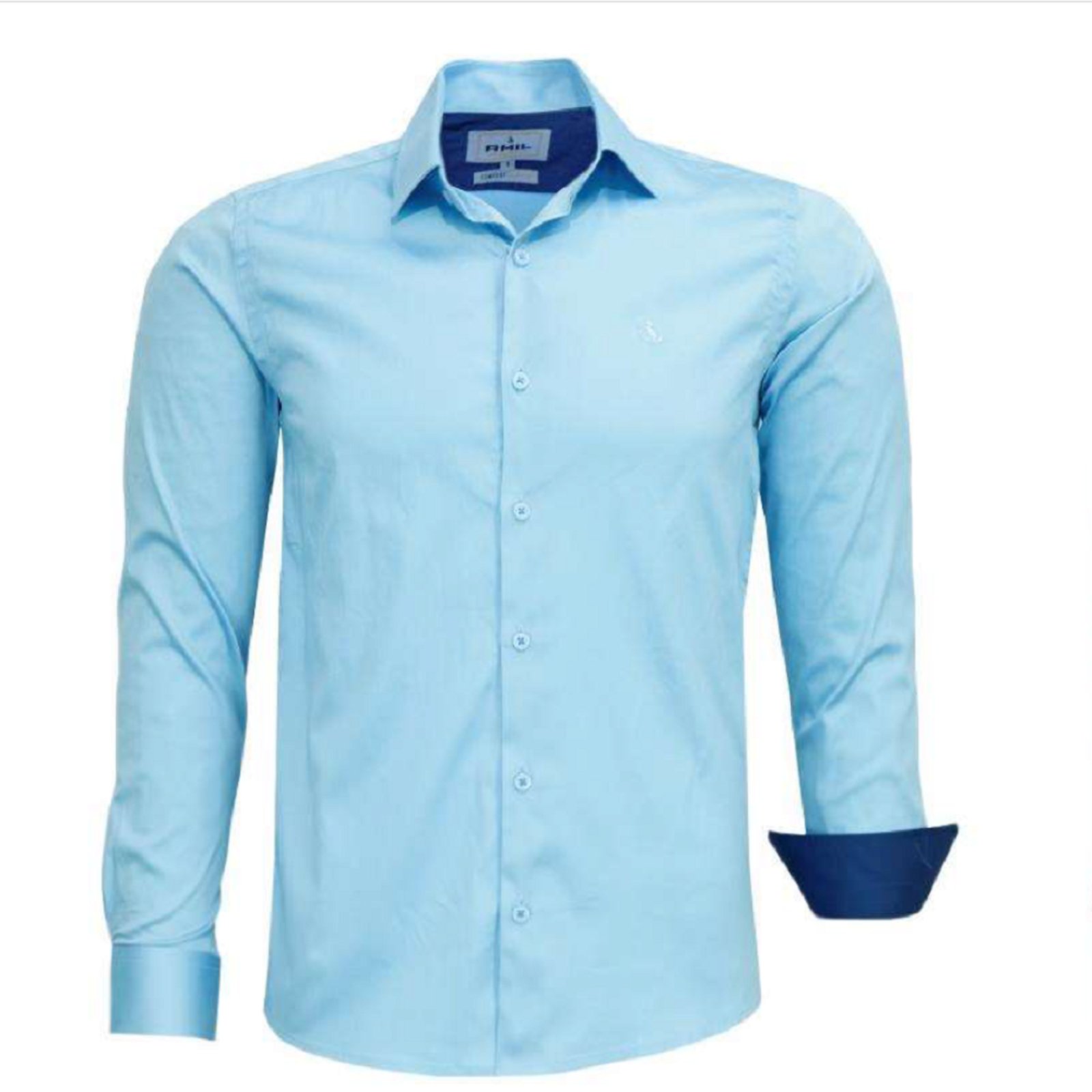 Camisa Social Manga Longa Original Amil Com Elastano AzBb