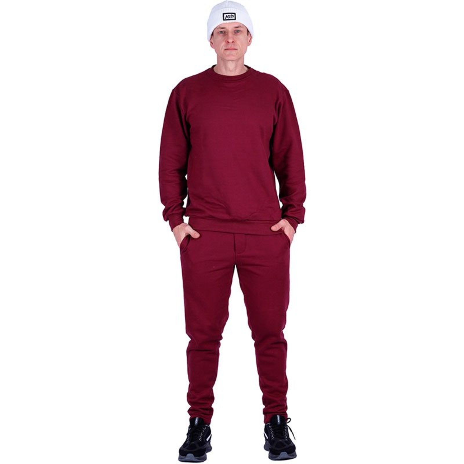 Conjunto De Moletom Basico Blusa Basic Sem Capuz e Calça Basic Com Bolso Masculina MXD Conceito Bordo
