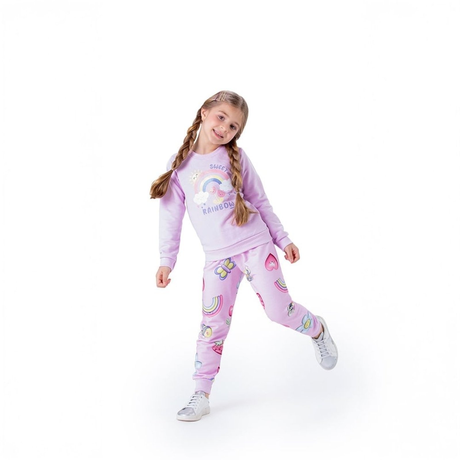 Infantil - Conjunto Longo Moletom Sweet Rainbow Menina Marisol