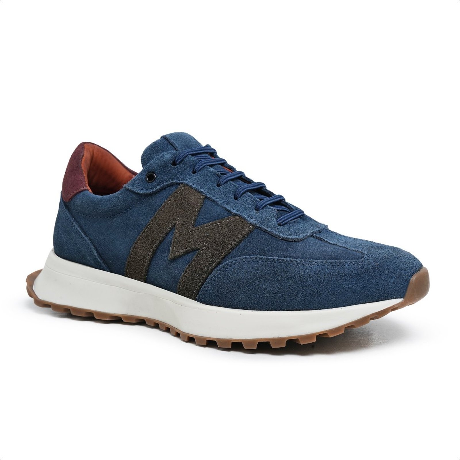 Tênis Masculino Couro Azul Malbork com Amortecedor