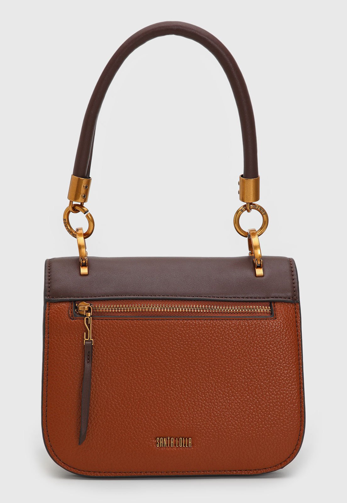 Bolsa Média Feminina Santa Lolla Detalhe Metálico Marrom