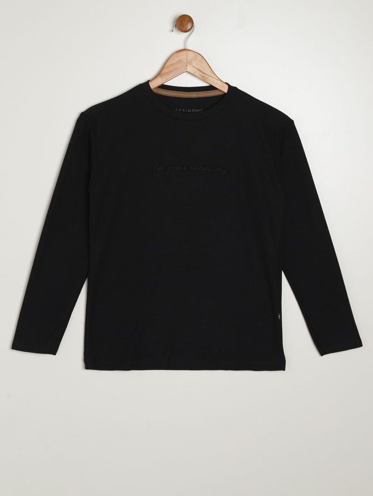Infantil - Camiseta Malha Manga Longa Juvenil Para Menino- PRETO