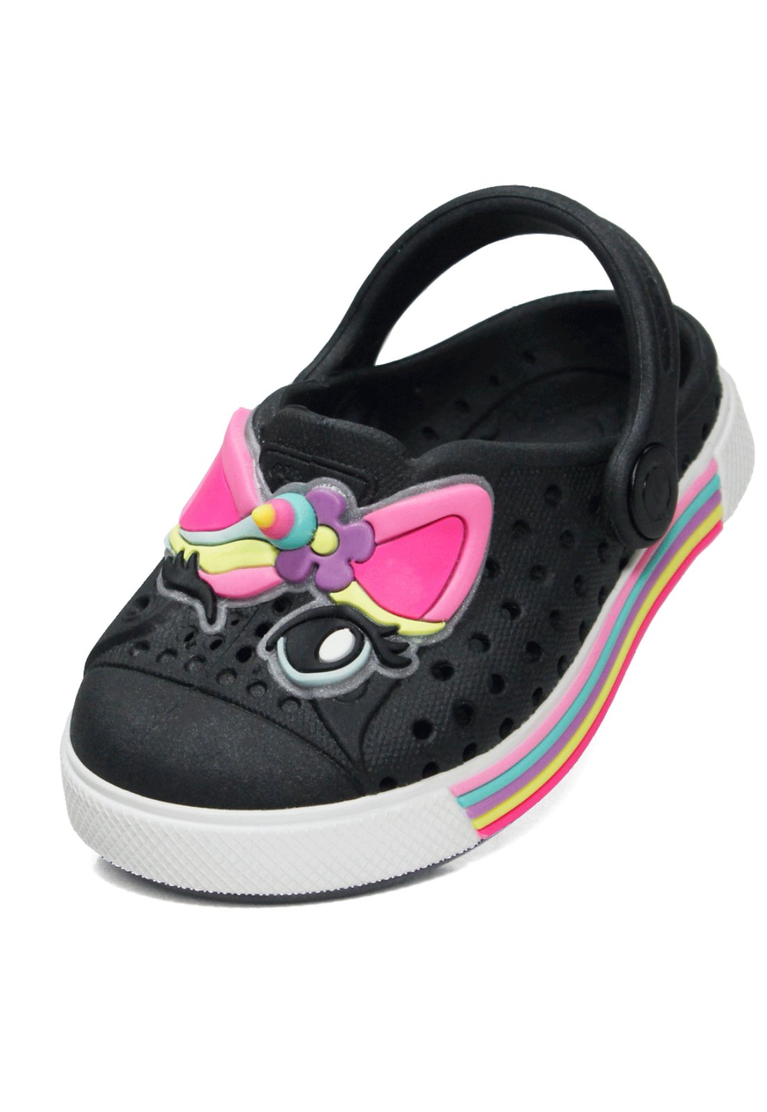Infantil - Babuche Sandália Plugt Menina Unicornio Preto