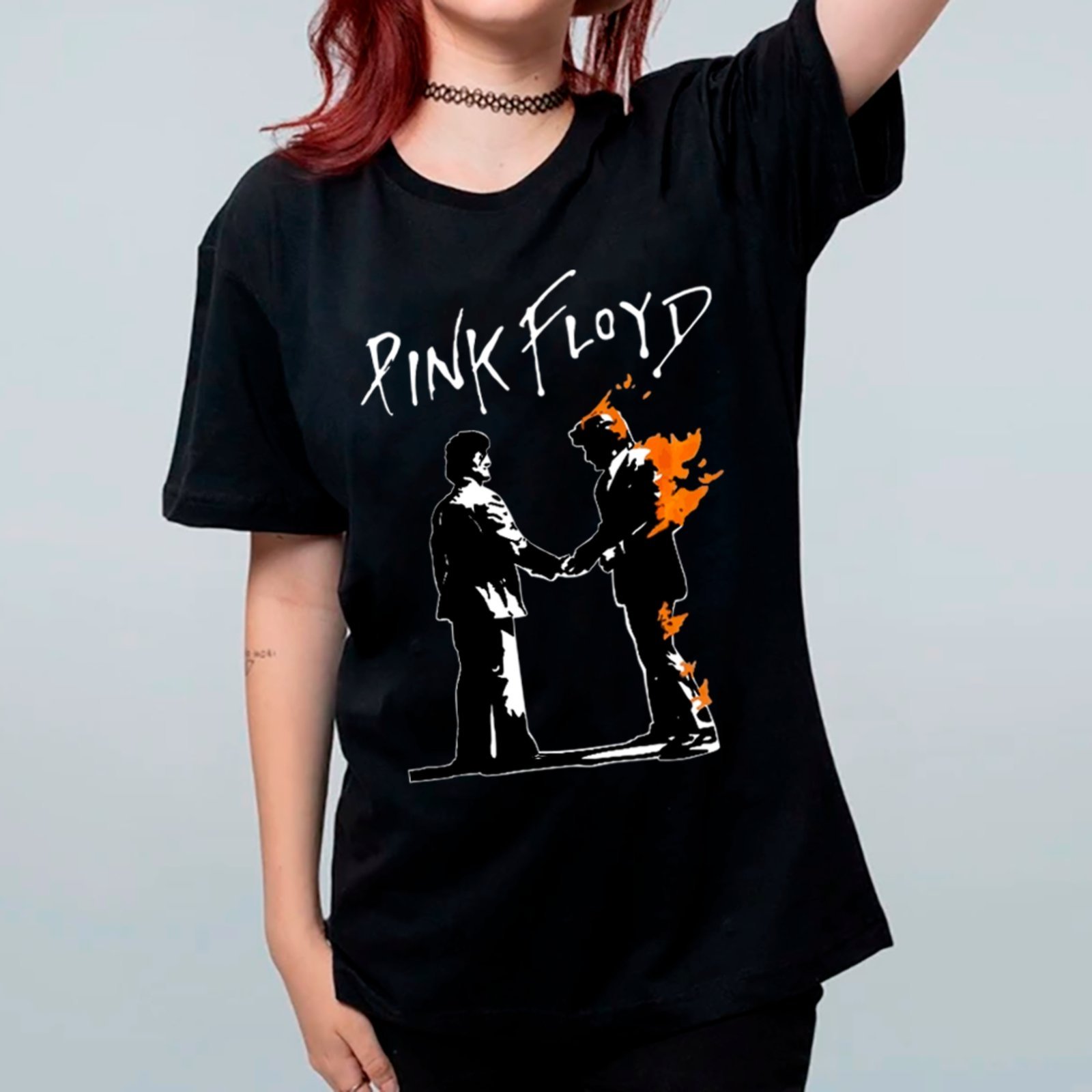Camiseta Ousy Básica Pink Floyd Wish You Were Here Unissex Preto