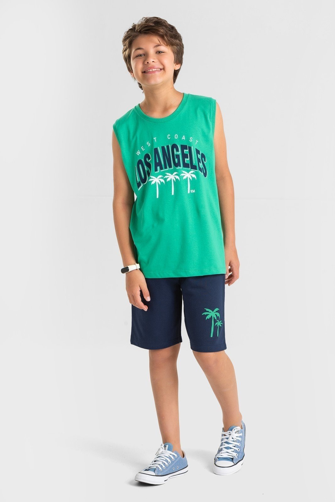 Infantil - Conjunto Juvenil Verão Masculino Regata Los Angeles