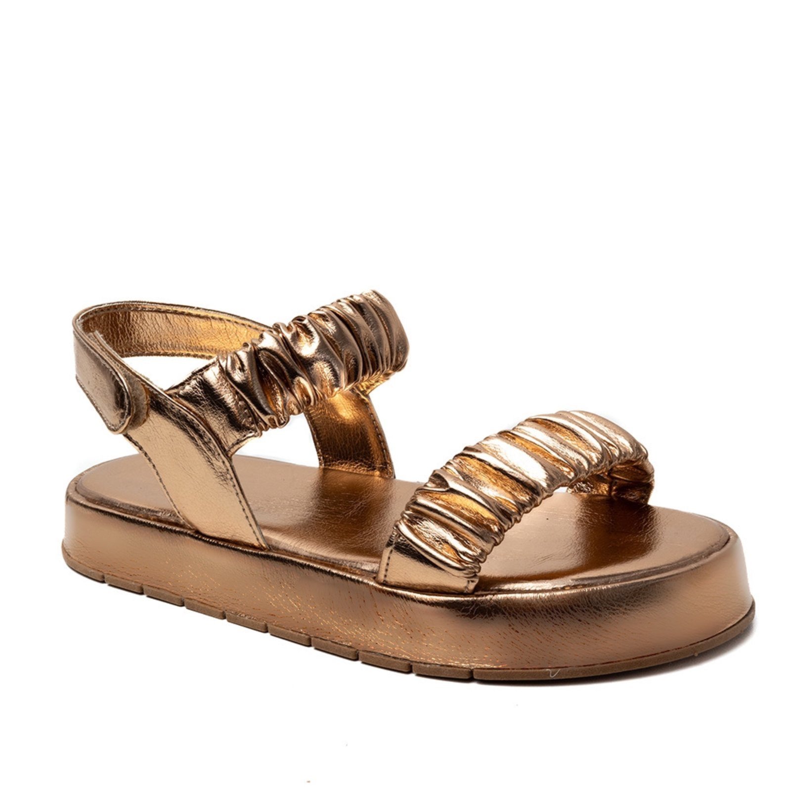 Papete Rasteira Sandalia Cobre Sola Alta Plataforma Kuento Shoes