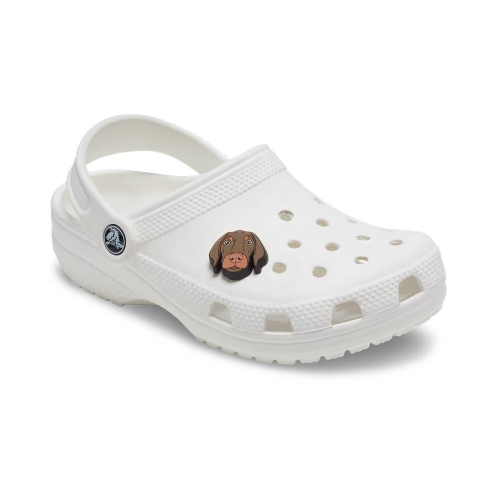 Vista 3 Infantil - Jibbitz ™ Cachorro Marrom Unico - Un Crocs branco