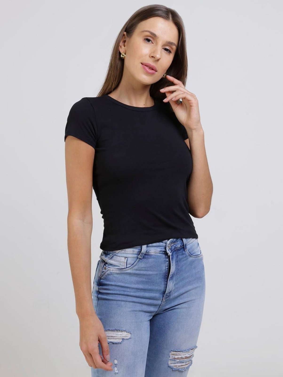 Vista 2 Blusa Manga Curta Autentique Feminina Preto unico Autentique unico