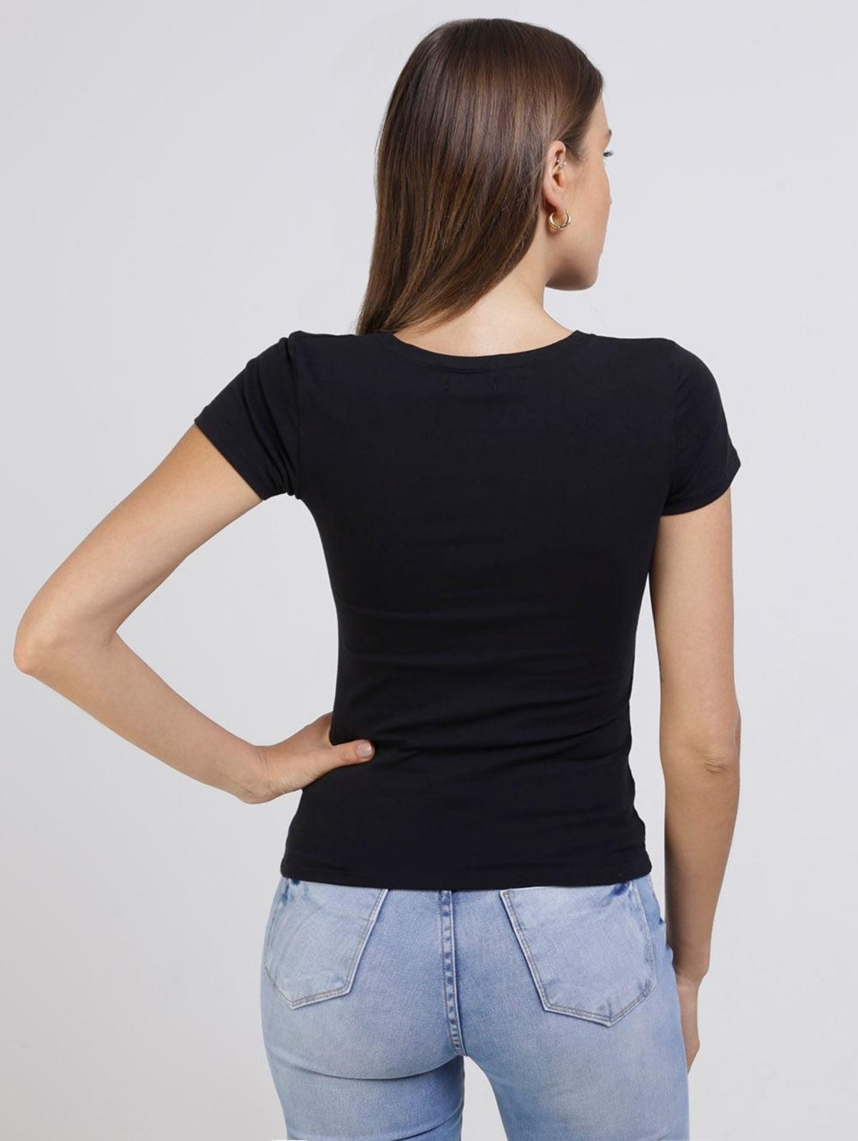 Vista 3 Blusa Manga Curta Autentique Feminina Preto unico Autentique unico