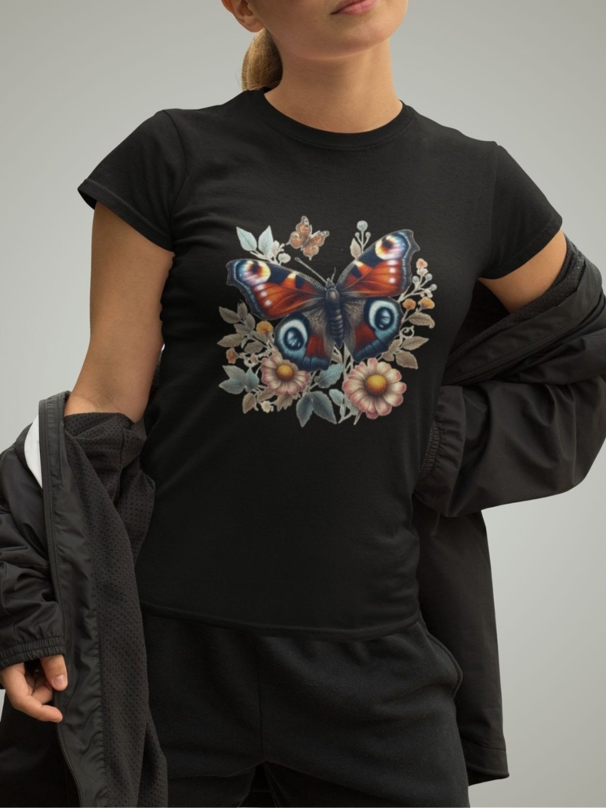 Camiseta Feminina GuGi Estampada Borboleta Florida Butterfly Preto