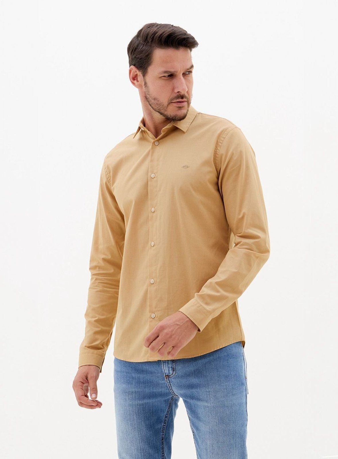 Camisa Slim Casual Essential Triton Bege