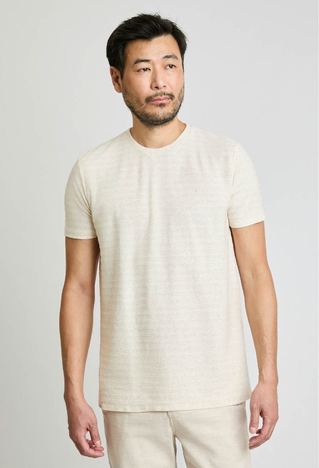Camiseta Docthos Slim Manga Curta Listrada 010 Natural P